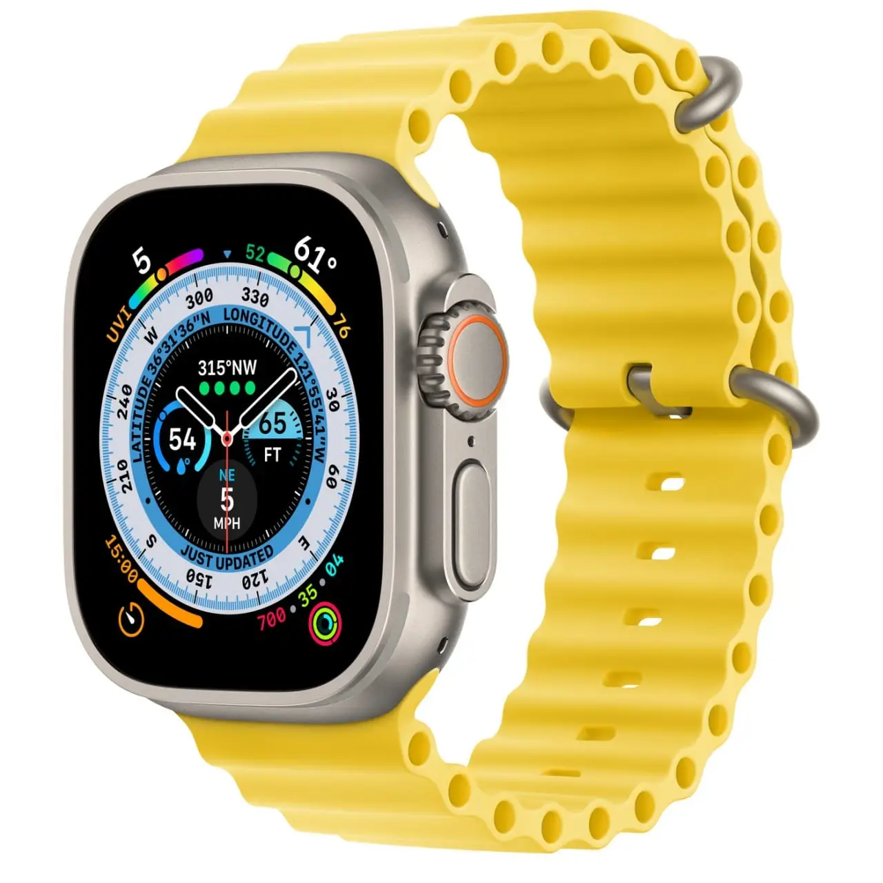 Apple Watch Ultra LTE 49 мм Титановый Корпус, Титановый/желтый, Ремешок Из Эластомера