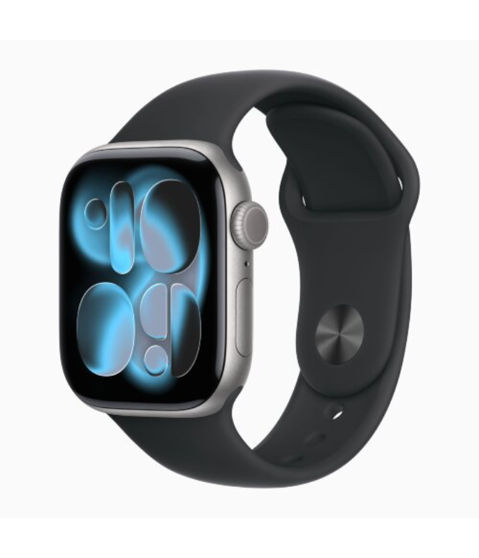 Apple Watch Series 11 42 мм (алюминиевый корпус, «серый космос»/черный, спортивный силиконовый S/M) MEQW4