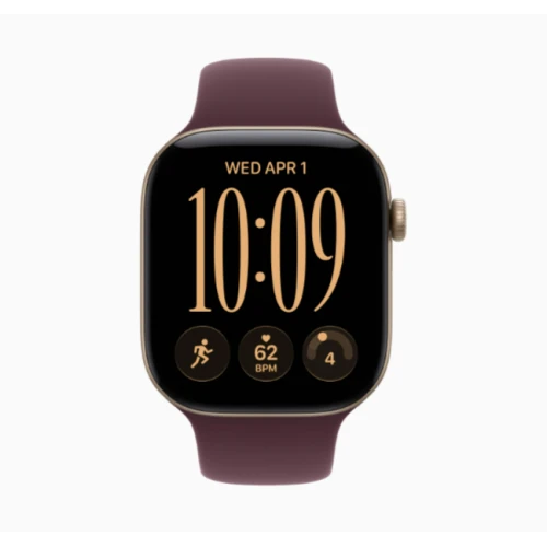 Apple Watch Series 12 42mm Light Gold крупный план корпуса и дисплея