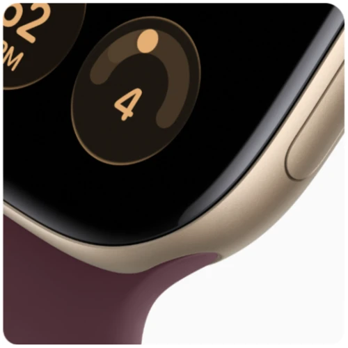 Apple Watch Series 12 42mm Light Gold с ремешком Burgundy Sport Band вид сбоку