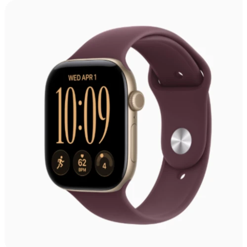 Apple Watch Series 12 GPS 42mm Light Gold с ремешком Burgundy Sport Band