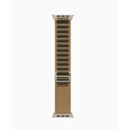 Apple Watch Ultra 4 49mm Натуральный титан с Desert Alpine Loop вид сбоку